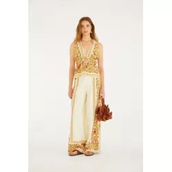 CALÇA ESTAMPADA FLOR DE FRUTA LENÇO - Empório Isa