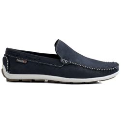 Mocassim Drive Masculino Em Couro Nobuck Azul - 50... - ENURI - Calçados Masculinos