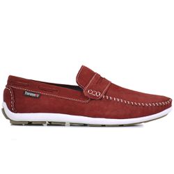 Mocassim Drive Masculino Nobuck Bordô - 5001 - ENURI - Calçados Masculinos