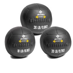 Kit Wall Ball 8 Kg - 10 Kg - 12 Kg em Couro - Equipamentos Line Fitness