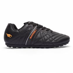 Chuteira Panther ll Society Adulto - Preto/Laranja - IBAL Esportivos