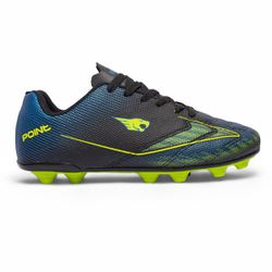 Chuteira Point Campo Adulto - Preto/Azul/Amarelo - IBAL Esportivos