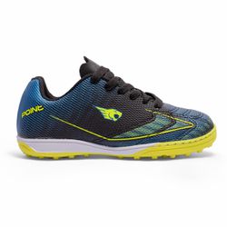Chuteira Point Society Infantil - Preto/Azul/Amare... - IBAL Esportivos