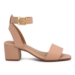 Sandália Salto Bloco Star Nude - Estalo Shoes