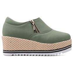 Tênis Plataforma Zíper Nobuck Verde - Estalo Shoes