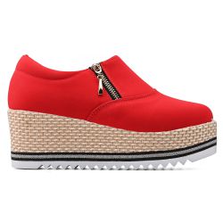 Tênis Plataforma Zíper Nobuck Vermelho - Estalo Shoes