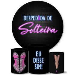 Trio Capa Cilindro + Painel Tema Despedida de Solteira Neon Veste Fácil - 00033117E - ESTAMPARIA NET 