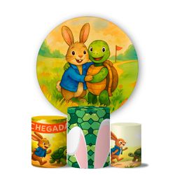 Kit Painel Cilindro Tema A Tartaruga e a Lebre - 1808 - ESTAMPARIA NET 