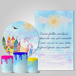 Trio Capas + Painéis Casado Tema Aquarela - Aquarela - ESTAMPARIA NET 