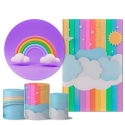 Trio Capas + Painéis Casado Tema Arco Iris Infantil - 1850 - ESTAMPARIA NET 