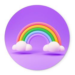 Painel Redondo Tema Festa Arco Iris Infantil - 1850 - ESTAMPARIA NET 