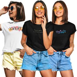 Kit 3 Camisetas T-shirts Feminina Baby Look MOD20 - 00028909E - ESTAMPARIA NET 