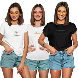 Kit 3 Camisetas T-shirts Feminina Baby Look MOD21 - 00028914E - ESTAMPARIA NET 