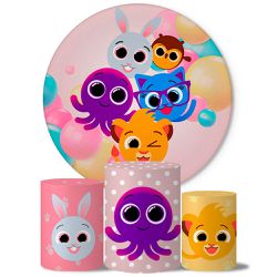 Kit Painel Cilindro Tema Bolofofos Rosa - 6783 - ESTAMPARIA NET 