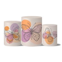 Trio Capas Cilindro Tema Borboleta Abstrato - 1543 - ESTAMPARIA NET 
