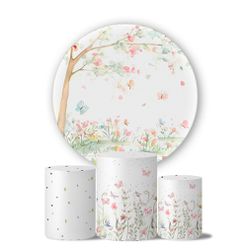 Trio Capas Cilindros + Painel Tema Borboletas Pasteis - 1321 - ESTAMPARIA NET 