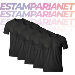 Kit 5 Camisetas Algodão Premium Preta - 00032509E - ESTAMPARIA NET 