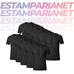 Kit 10 Camisetas Algodão Premium Preta - 00032514E - ESTAMPARIA NET 
