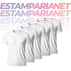 Kit 5 Camisetas Algodão Premium Branca - 00032504E - ESTAMPARIA NET 