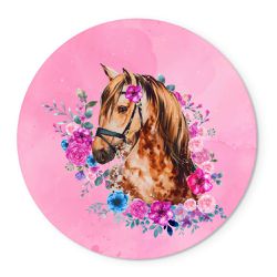 Painel Redondo Tema Cavalo Floral 2 - 1594 - ESTAMPARIA NET 