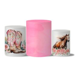 Trio Capas Cilindro Tema Cavalo Floral 2 - 1594 - ESTAMPARIA NET 