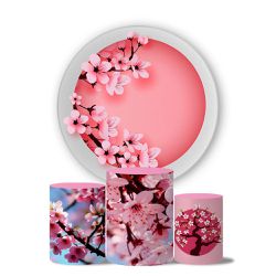 Kit Painel Cilindro Tema Cerejeira - 1806 - ESTAMPARIA NET 