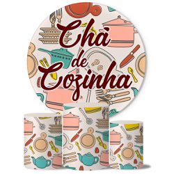 Trio Capas Cilindros + Painel Tema Chá de Cozinha Veste Fácil - Chá de Cozinha 4 - ESTAMPARIA NET 