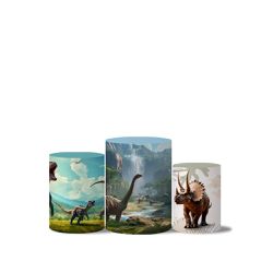 Trio Capas Cilindro Tema Dinossauros 11 - 1694 - ESTAMPARIA NET 