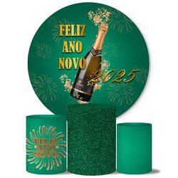 Trio Capas Cilindros + Painel Tema Feliz Ano Novo 7 Veste Fácil - 00036428E - ESTAMPARIA NET 