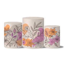 Trio Capas Cilindro Tema Floral Abstrato - 1539 - ESTAMPARIA NET 