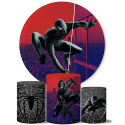 Trio Capas Cilindros + Painel Tema Homem Aranha Preto Veste Fácil - 9506 - ESTAMPARIA NET 