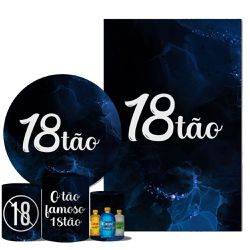 Kit Casado Veste Fácil Trio de Capas Cilindros + Painel Redondo + Painel Retangular Tema O famoso 18tão Azul - 18tão 2 - ESTAMPARIA NET 