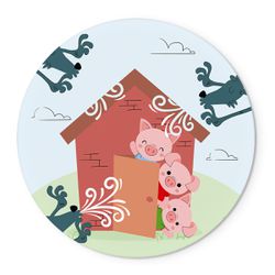 Painel Redondo Veste Fácil C/ Elástico 1,50x1,50 Tema 3 Porquinhos - 9501 - ESTAMPARIA NET 