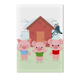 Painel Retangular Passa Varão 1,50x2,20 Tema 3 Porquinhos - 9501 - ESTAMPARIA NET 