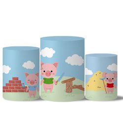 Trio de Capas de Cilindros Veste Fácil C/ Elástico Tema 3 Porquinhos - 9501 - ESTAMPARIA NET 