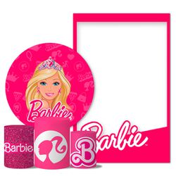 Kit Casado Veste Fácil Trio de Capas Cilindros + Painel Redondo + Painel Retangular Tema Barbie 3 - 9502 - ESTAMPARIA NET 