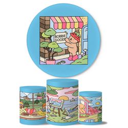 Trio Capas Cilindros + Painel Tema Bobbie Goods Azul - 1908 - ESTAMPARIA NET 