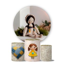 Trio Capas Cilindros + Painel Veste Fácil Boneca De Pano - 1910 - ESTAMPARIA NET 
