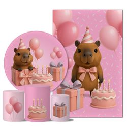 Trio Capas + Painéis Casado Veste Fácil Capivara Aniversário - 1868 - ESTAMPARIA NET 
