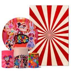  Kit Casado Veste Fácil Trio de Capas Cilindros + Painel Redondo + Painel Retangular Tema Circo Digital - 9512 - ESTAMPARIA NET 