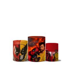 Trio Capas Cilindro Tema Deadpool e Wolverine - 1183 - ESTAMPARIA NET 