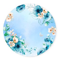 Painel Redondo Abre Fácil Pegue Monte Flores Azul - Floral 2 - ESTAMPARIA NET 