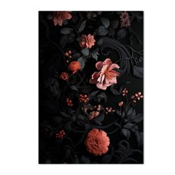 Painel Retangular Floral Dark - 1924 - ESTAMPARIA NET 