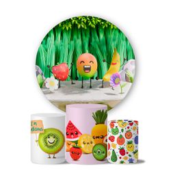 Trio Capas Cilindros + Painel Tema Frutinhas Infantis - 1254 - ESTAMPARIA NET 
