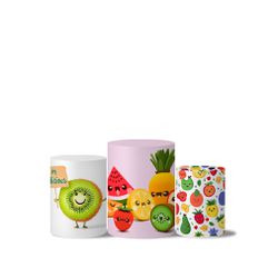 Trio Capas Cilindros Tema Frutinhas Infantis - 1254 - ESTAMPARIA NET 