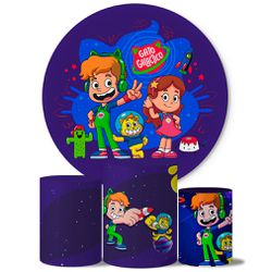 Trio Capas Cilindros + Painel Tema Gato Galactico Veste Fácil - 7982 - ESTAMPARIA NET 