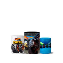 Trio Capas Cilindros Tema Hot Wheels Monster Trucks - 1255 - ESTAMPARIA NET 