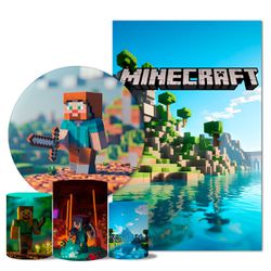 Trio Capas + Painéis Casado Tema Minecraft 2 Veste Fácil - 9537 - ESTAMPARIA NET 