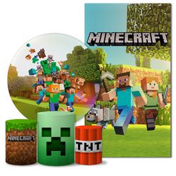 Trio Capas + Painéis Casado Tema Minecraft - 029 - ESTAMPARIA NET 