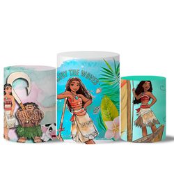 Trio Capas Cilindros Tema Moana Aquarela - 9594 - ESTAMPARIA NET 